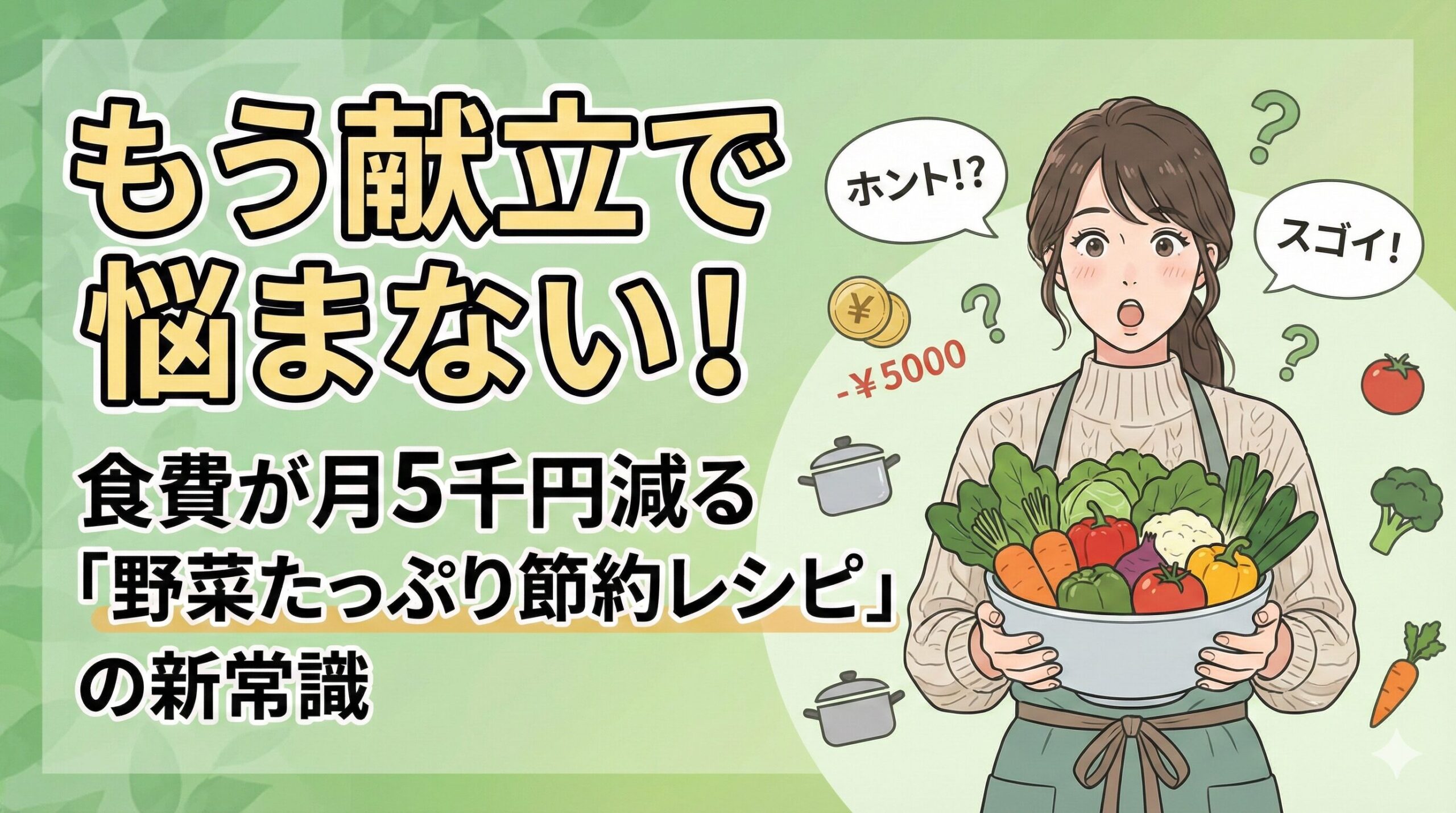 もう献立で悩まない！食費が月5千円減る「野菜たっぷり節約レシピ」の新常識