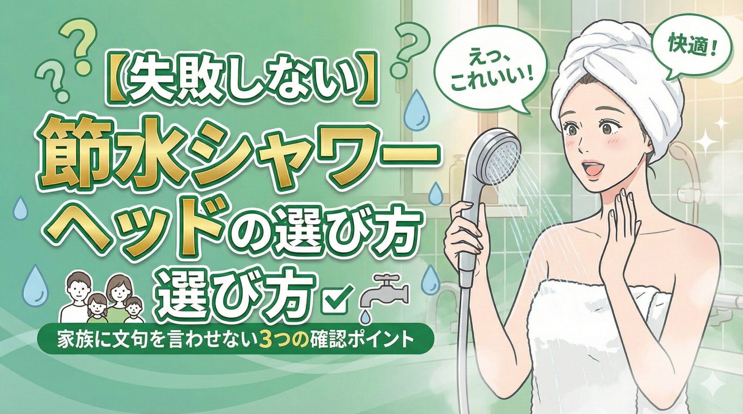 【失敗しない】節水シャワーヘッドの選び方｜家族に文句を言わせない3つの確認ポイント
