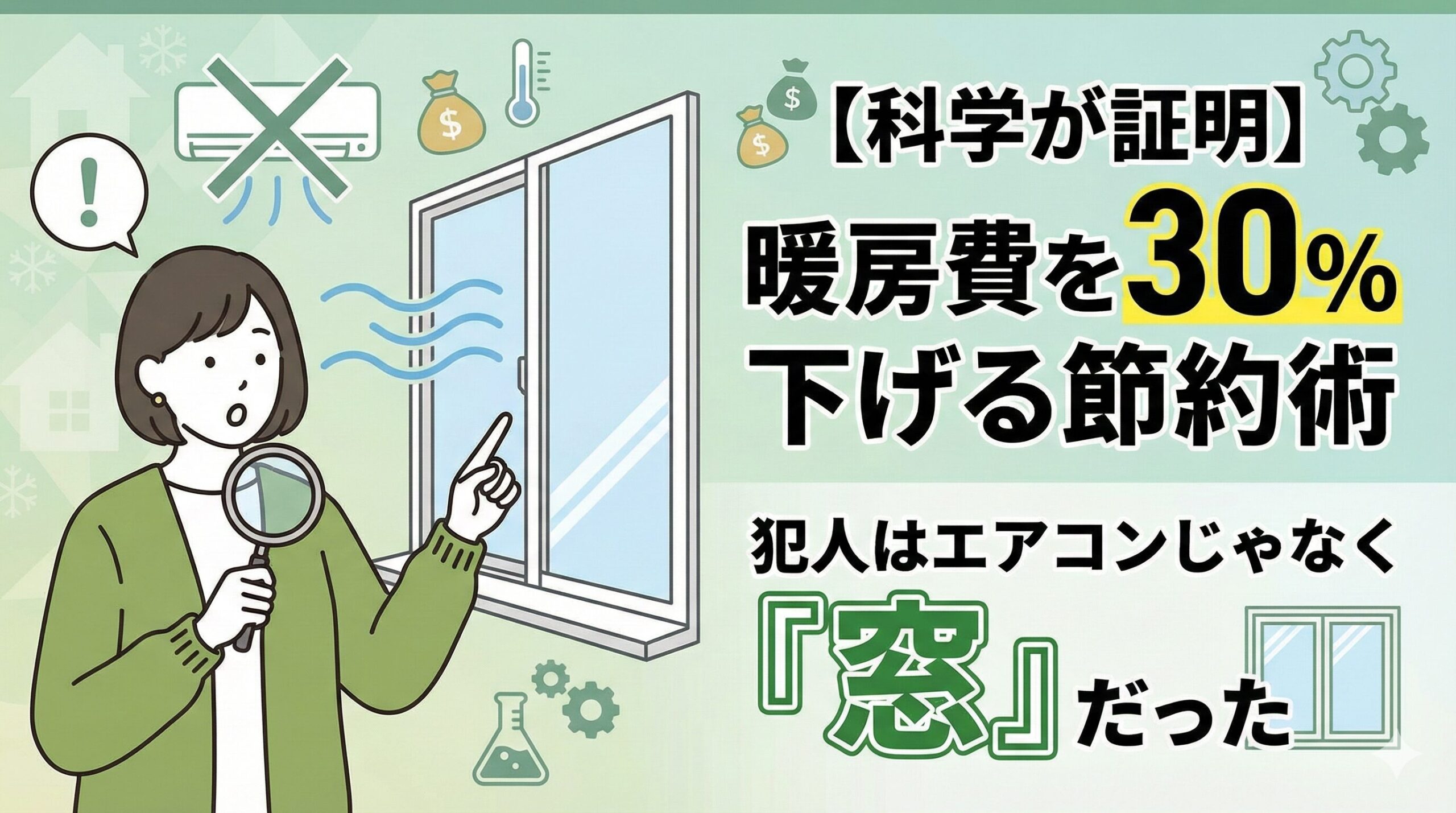 【科学が証明】暖房費を30%下げる節約術｜犯人はエアコンじゃなく『窓』だった