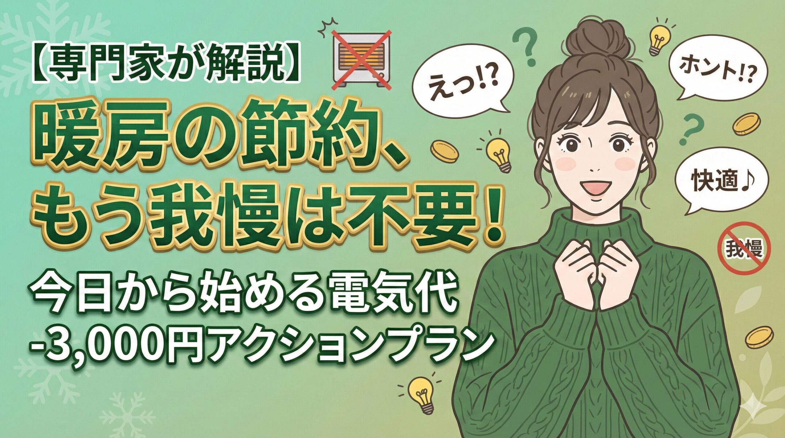 【専門家が解説】暖房の節約、もう我慢は不要！今日から始める電気代-3,000円アクションプラン