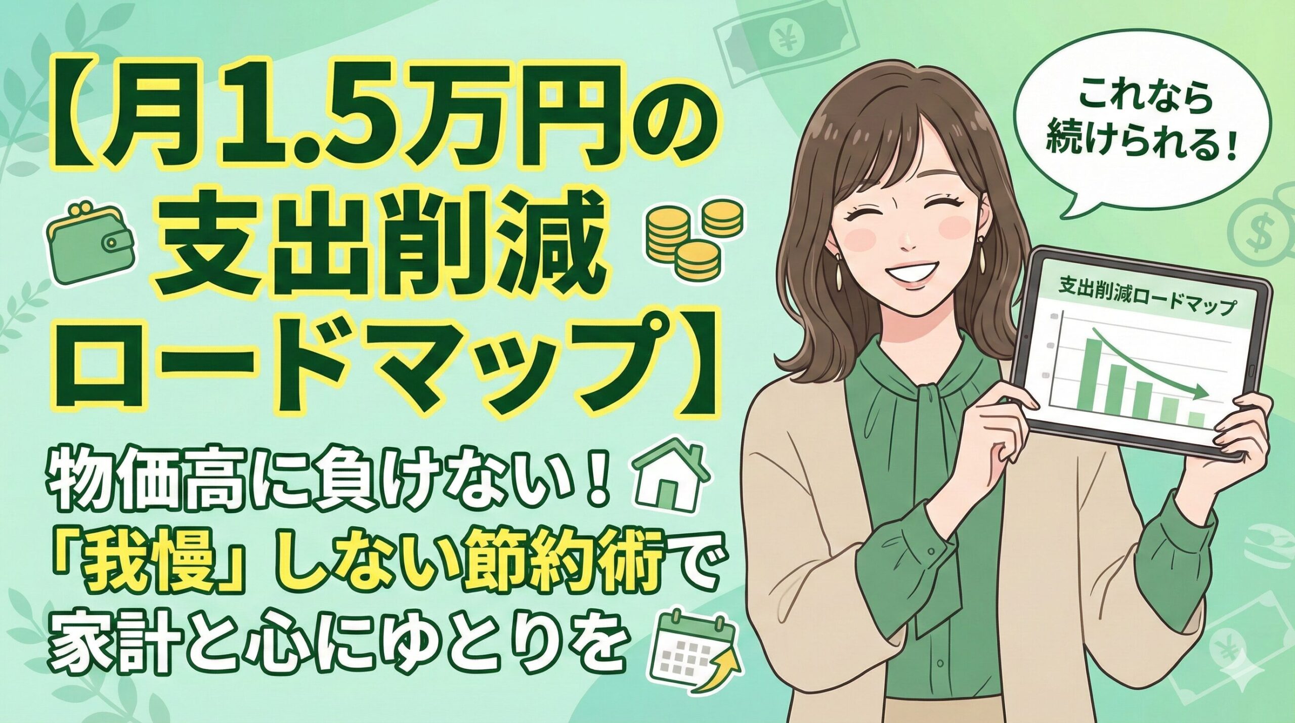 【月1.5万円の支出削減ロードマップ】物価高に負けない！「我慢」しない節約術で家計と心にゆとりを