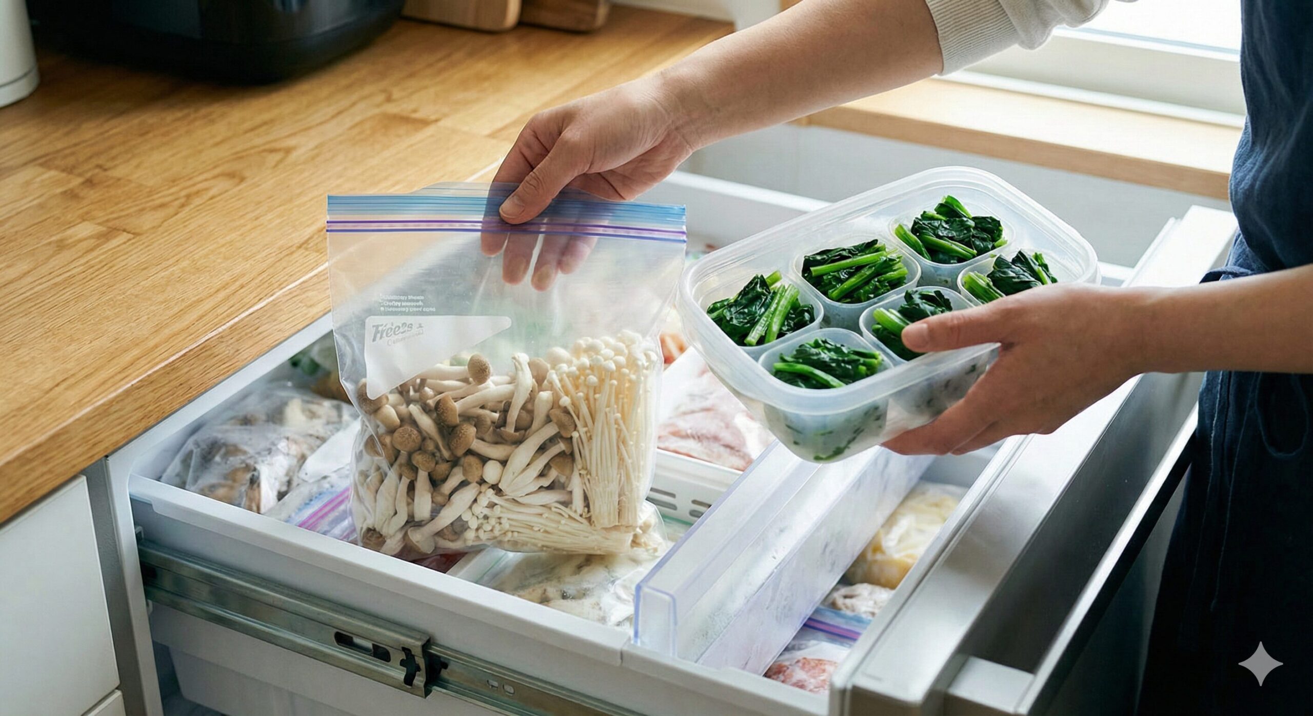 ついでに準備：きのこミックス＆茹で野菜